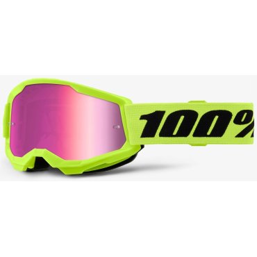 Дитячі окуляри 100% STRATA 2 Youth Goggle Neon Yellow - Mirror Pink Lens