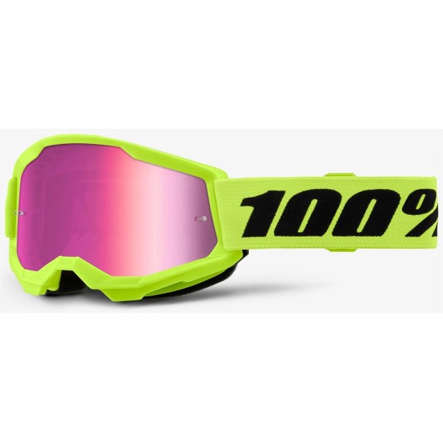 Дитячі окуляри 100% STRATA 2 Youth Goggle Neon Yellow - Mirror Pink Lens