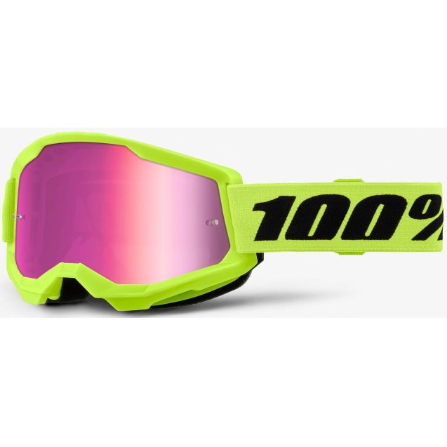 Окуляри 100% STRATA 2 Goggle Neon Yellow - Mirror Pink Lens