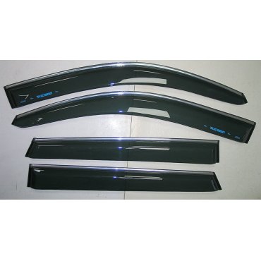 Hyundai Tucson - ветровики дверей с хром полоской ASP передние и задние/ дефлекторы/ sunvisors chrome