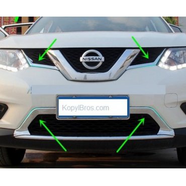 Nissan X-Trail T32 накладка хром на решетку радиатора верхняя и нижняя