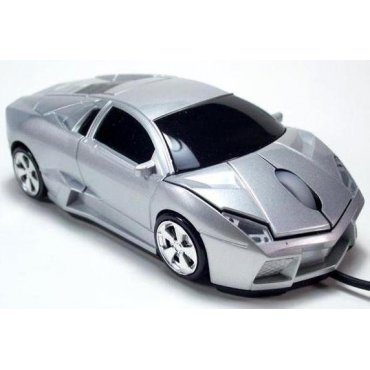 мышка компьютерная проводная  Lamborghini серебристая 